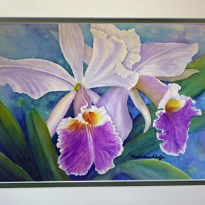 Orchid Painting Matted Art Print