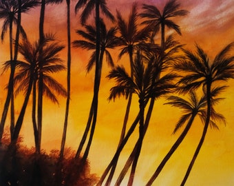 Vertical Tropical Sunset 16x20 Giclee Art Print