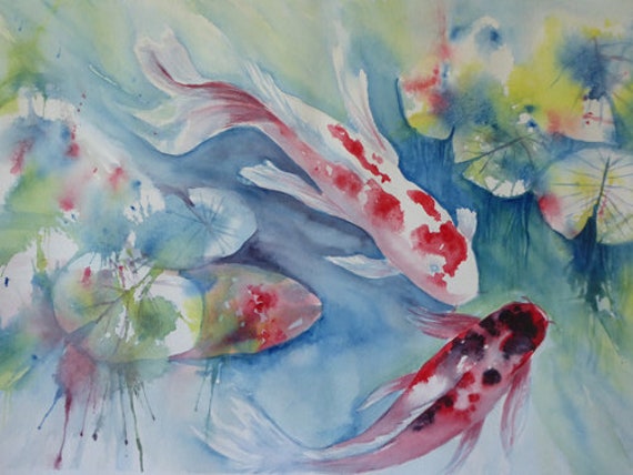 Koi Painting Matted Art Print