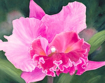 Orchid Painting Matted Art Print