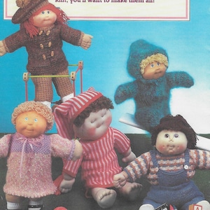 Cabbage Patch Knitting Patterns x 10 Soft Sculpture Dolls Clothes Size 16 to 19 inch 1985 Vintage