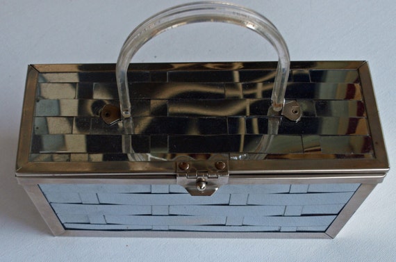 Vintage 1950's Purse Box Handbag Woven Metal Lucit