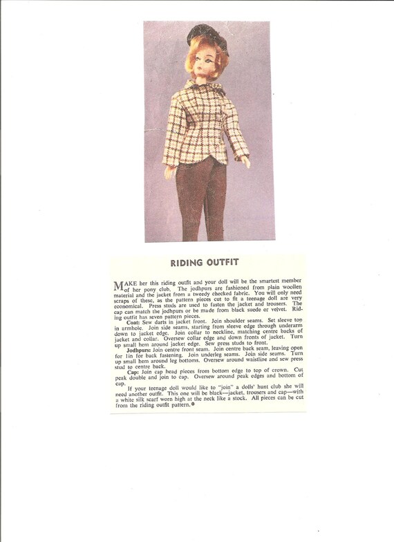 vintage barbie sewing patterns