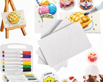 Kit de pintura con textura mágica para niños: papel de espuma 3D, pinceles de agua y rotuladores, set de regalo creativo DIY