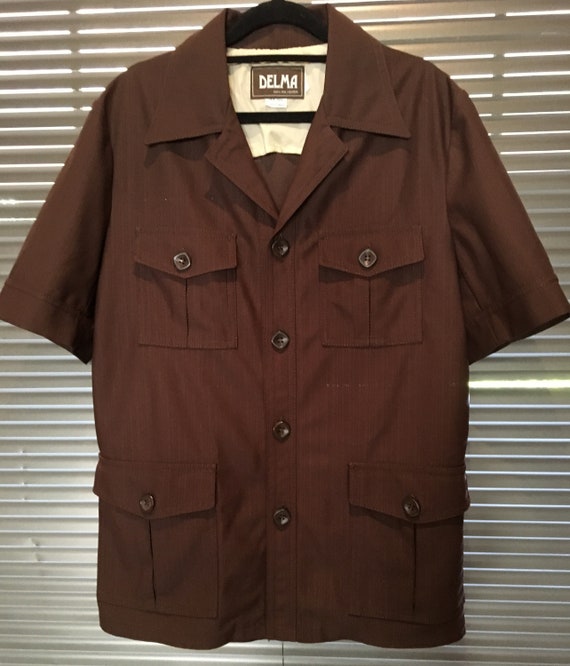 Mens Vintage 70s Chocolate Brown Safari Suit 2 Pie