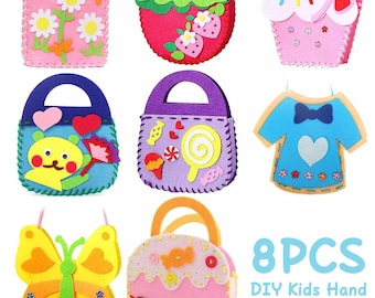 Primer kit de costura para niños: 8 manualidades con bolsas de fieltro