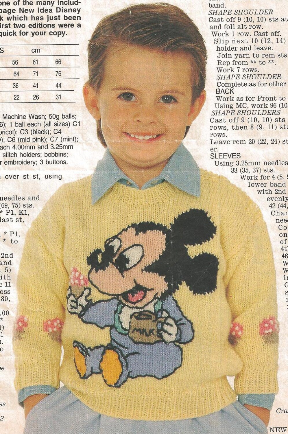 Vintage Knitting Patterns Dysney Characters Baby Mickey Etsy Australia