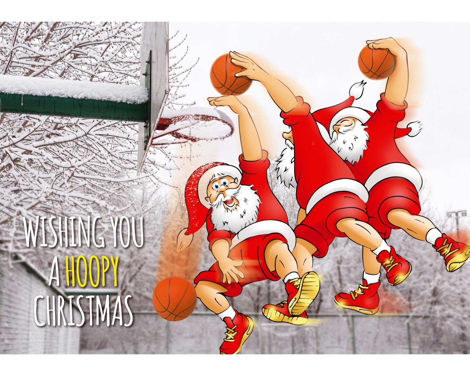 Basketball Christmas Card 3 CARD PACK Funny Santa Claus Etsy