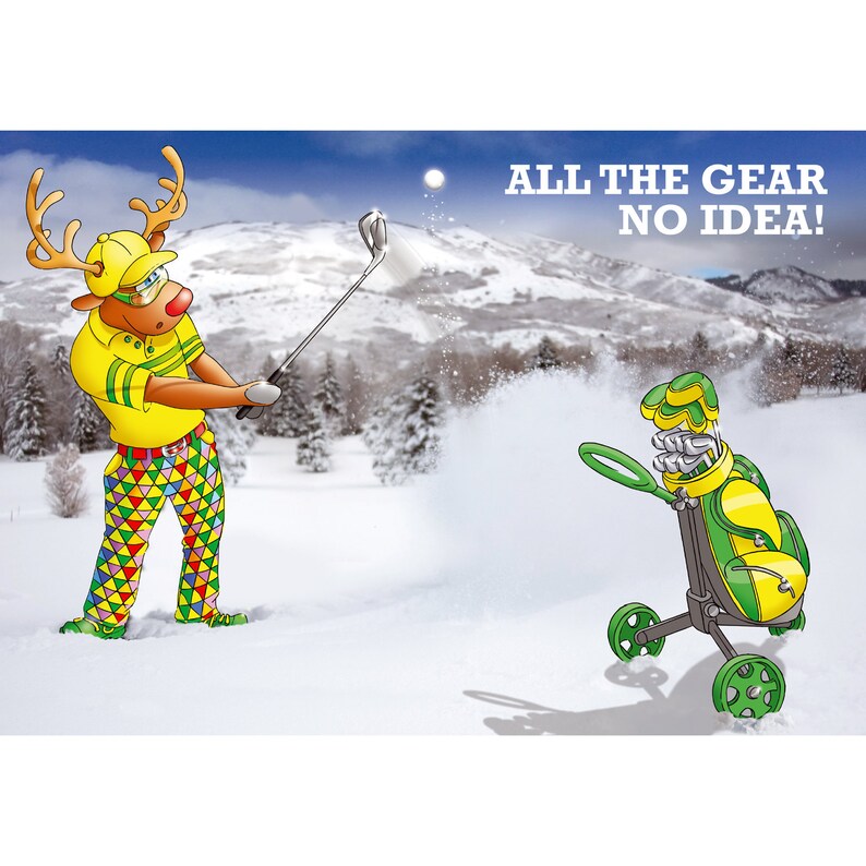 Golf Christmas Cards 6 card pack A5 Size Funny Christmas Etsy