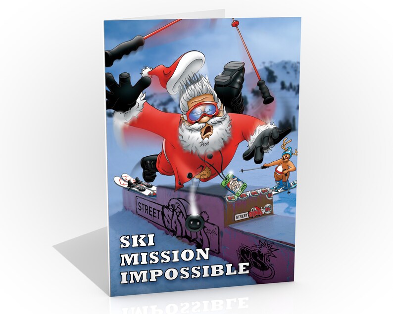 Ski Christmas Cards 18 card pack A5 Size Funny greeting cards Card for husband Card for wife image 5