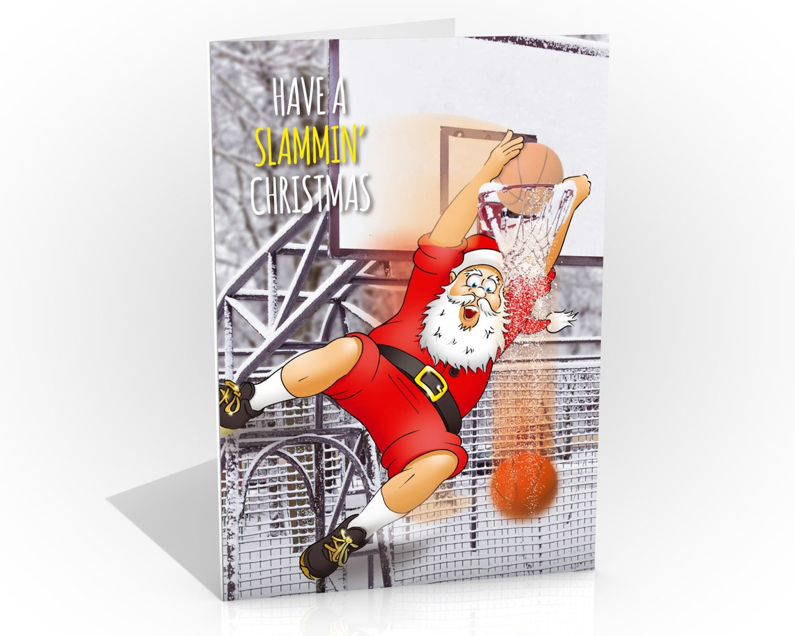 Basketball Christmas Card Funny Basketball Greeting Card Etsy