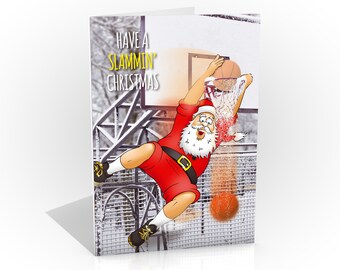 Basketbal kerstkaart Grappige basketbal wenskaart Uniek ontwerp