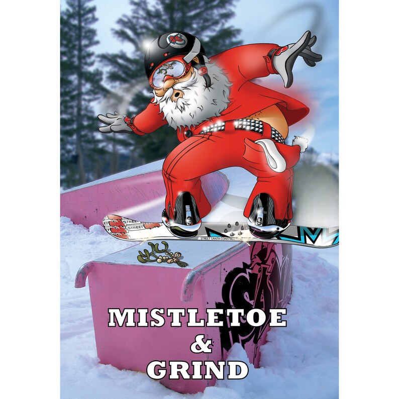 Snowboard Christmas Cards 6 card pack A5 Size Funny Snowboard cards image 5