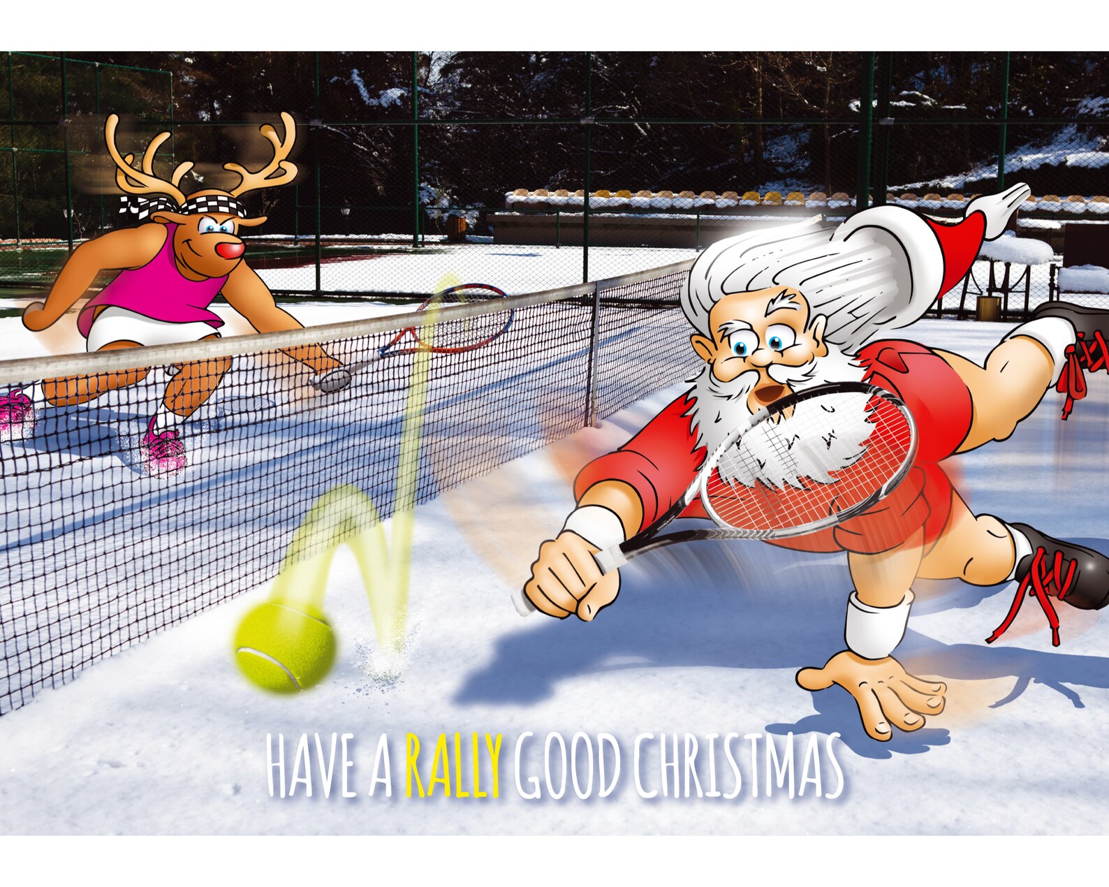 Tennis Christmas Card Humorous card Hand illustrated Card for Etsy