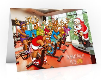 Spinning class Christmas card | Oh what fun it is to spin | Funny gym card to send boyfriend or girlfriend
