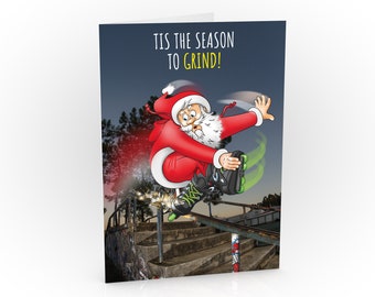 Inline skate Roller blade Christmas card | Tis the Season to grind | Extreme sport greeting card | Card for son, daughter, grandson