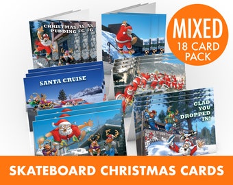 Skateboard Christmas Cards - 18 card pack - Funny greeting cards - GREAT VALUE - Card for son - Card for grandson
