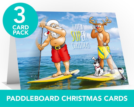 Sup Paddle Board Christmas Card 3 Card Pack Funny Etsy Sup Paddle Board Christmas Card 3 Card Pack Funny Etsy