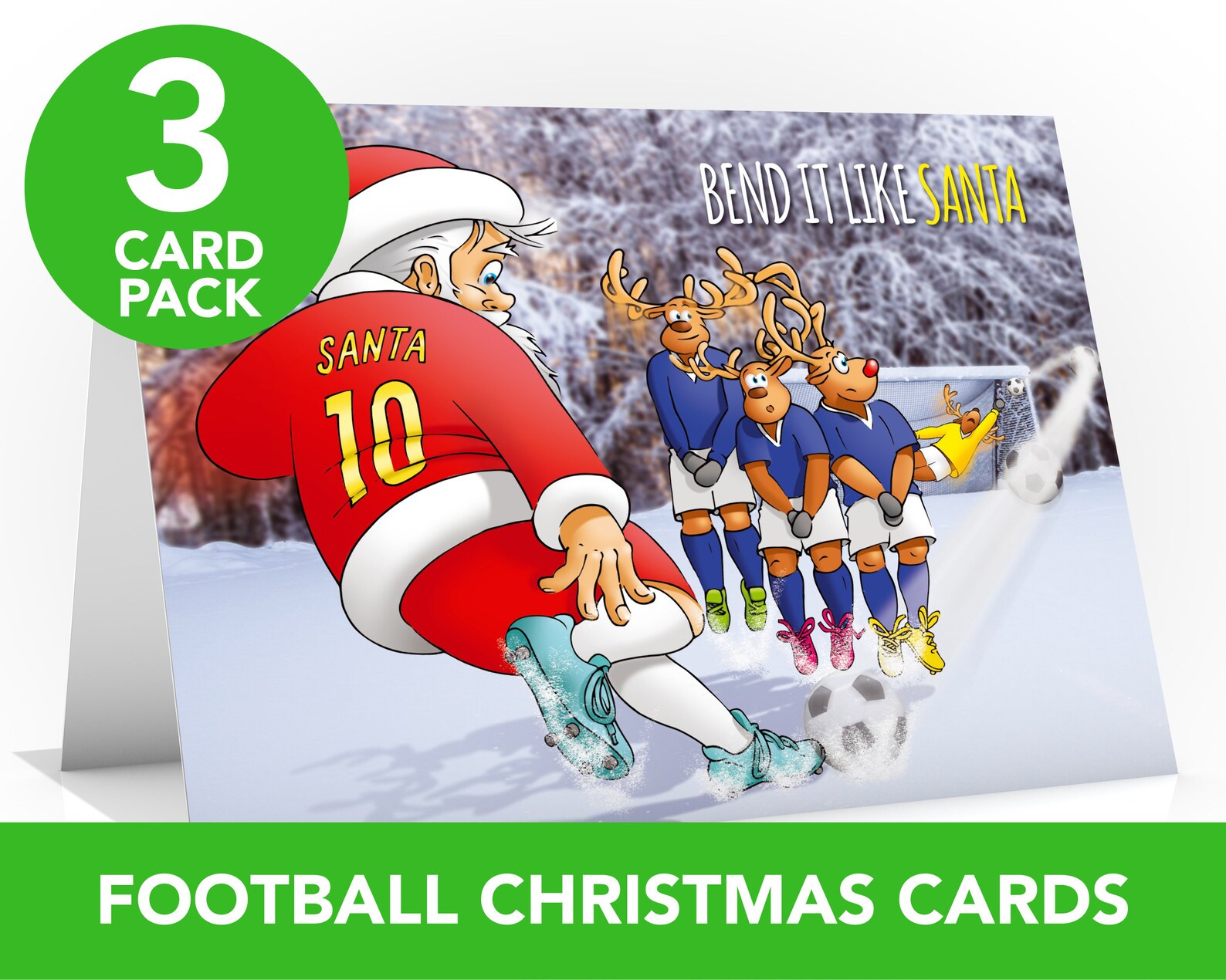Football Christmas Card Bend It Like Santa Funny Xmas Card Etsy
