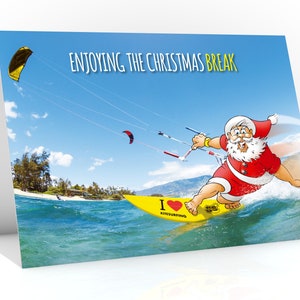 Carte de Noël kitesurf Carte de kitesurf Carte drôle Carte à thème sportif au design unique pour mari, carte pour fils