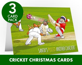 Cricket kerstkaart | 3 kaart pack | De kerstman trok nog een kraker | Grappige kaart om naar papa, opa, zoon | Handgetekende | A5 formaat