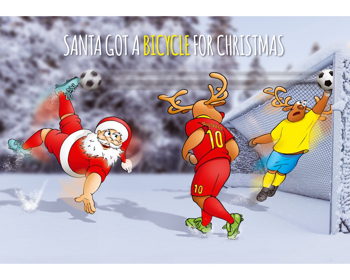 Soccer Christmas Card Santa Bicycle Kick Funny Christmas Card Etsy