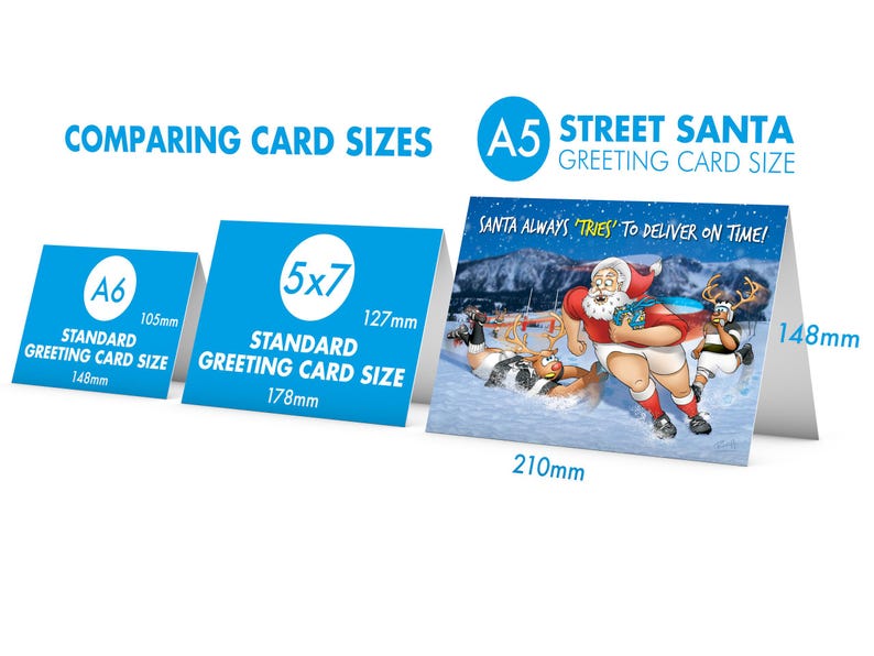Rugby Christmas Card - Santa Scoring a Try - Card for Him - Card for ...