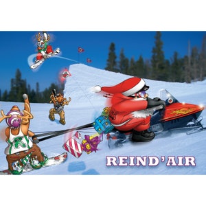 Snowboard Christmas Cards 6 card pack A5 Size Funny Snowboard cards image 7