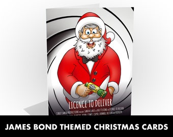 James Bond Christmas card | 3 CARD PACK | 007 Santa Claus | Licence to Deliver | A funny card for any bond fans | Super large A5 size