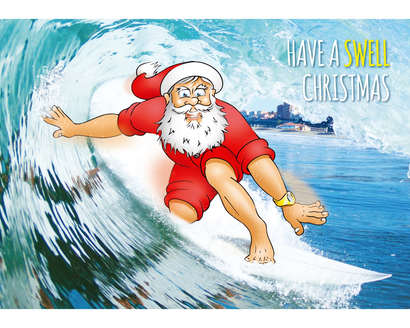 Surf Christmas Card Surfing Greeting Card Funny Card Humorous Etsy