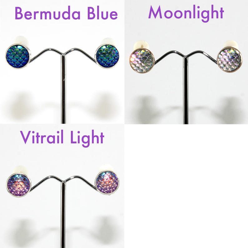 12mm Mermaid Dragon Scale Clip On Earrings Design Your Own!