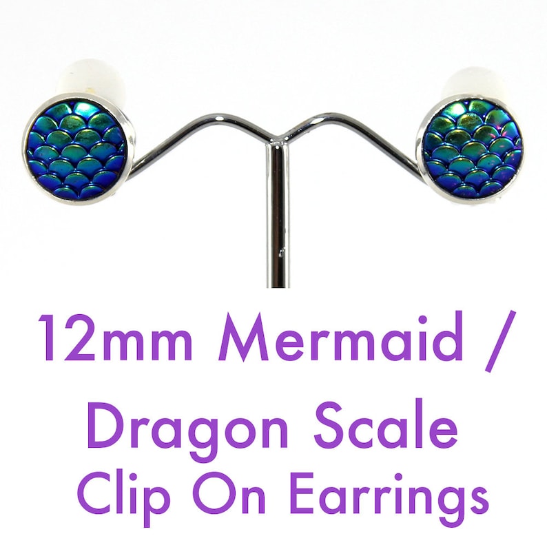 12mm Mermaid Dragon Scale Clip On Earrings Design Your Own!