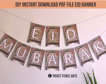 DIY Moroccan Eid Banner, Printable Eid Banner, Moroccan Banner, Eid Banner, Eid Decor, Eid Decorations, PDF Banner