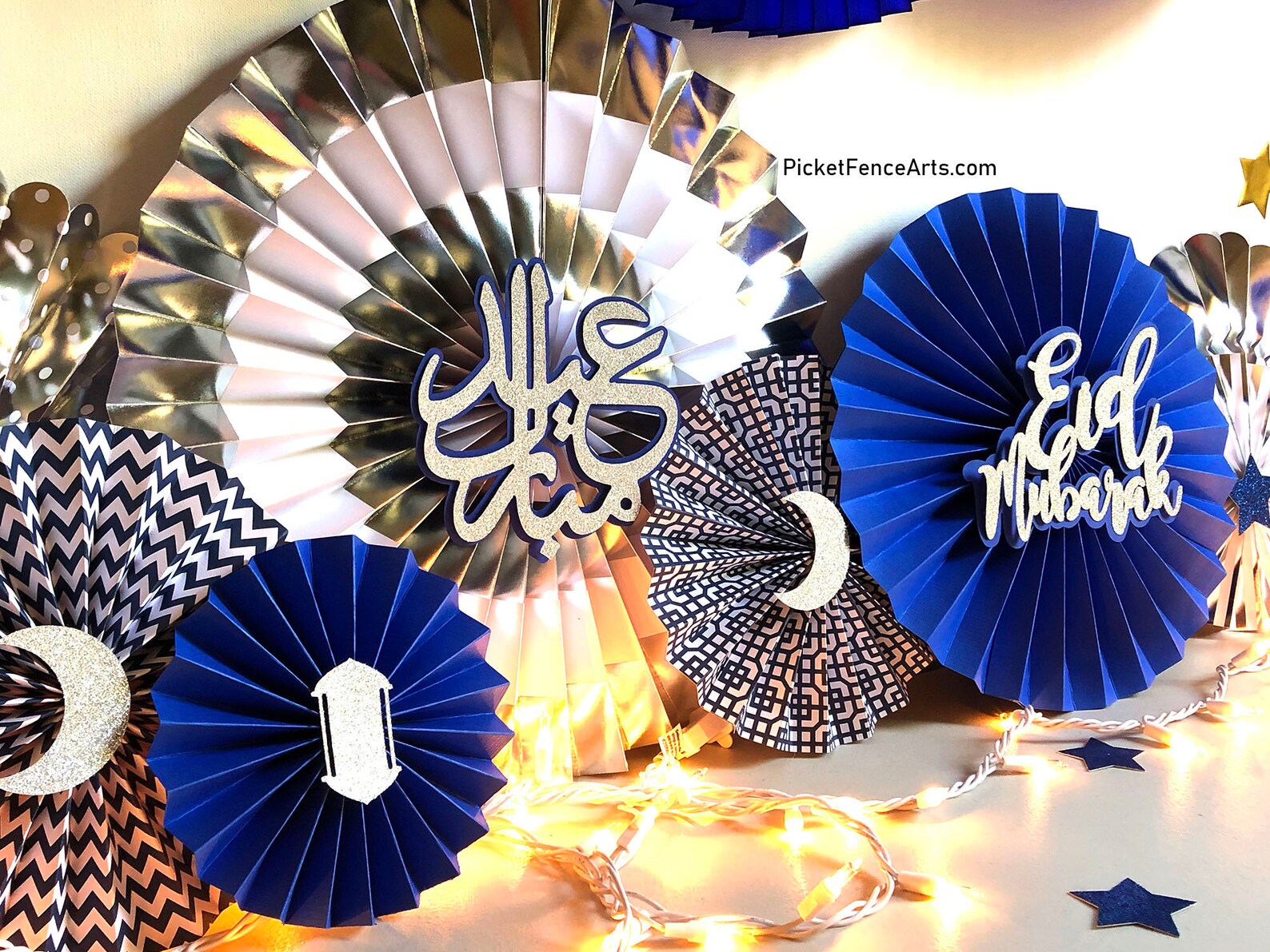 Blue & Silver Eid Decor Eid Decorations Eid Paper Fans Etsy