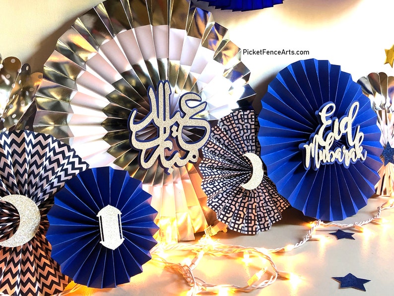 Blue & Silver Eid Decor Eid Decorations Eid Paper Fans Etsy