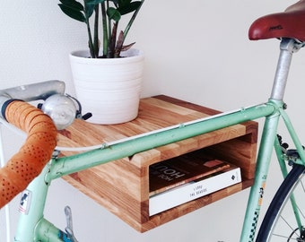 Basic Oak Wooden Bike Rack Small Bike Storage Cabinet Wall Etsy