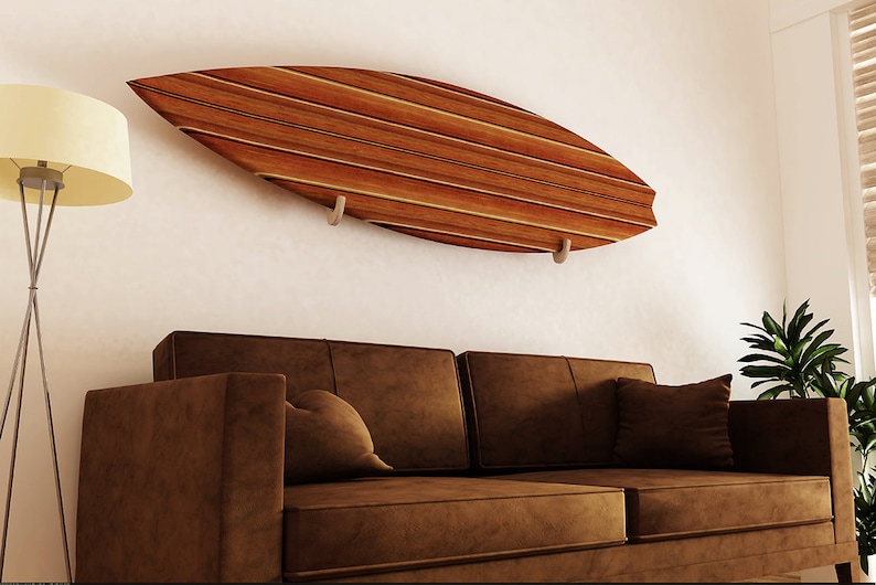 Surfboard Rack. Single Board Wall Display. Handcrafted Out of Natural