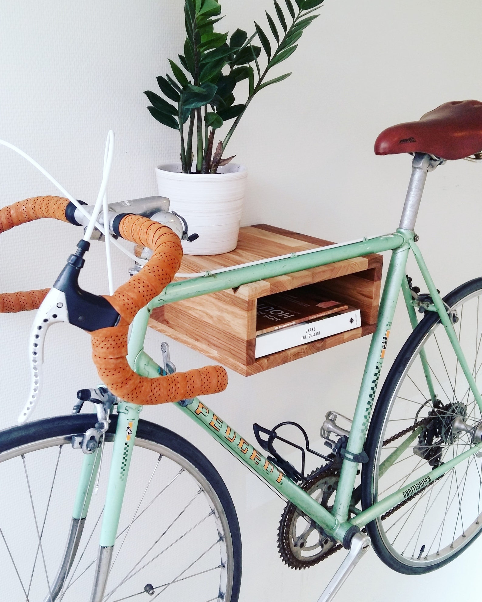 Basic Bike Rack Basic wooden bike rack. Solid oak wood bike storage cabinet. Wall ...