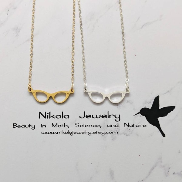 Eyeglasses Necklace in Gold or Silver, Medical Gift, Doctor Necklace, Optometrist Gift, Medical Jewelry, Medical Necklace, Glasses Necklace