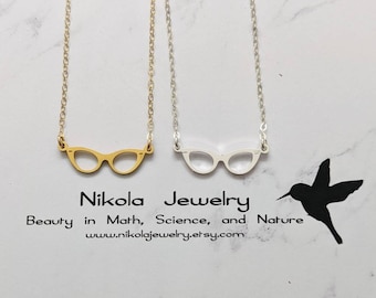 Eyeglasses Necklace in Gold or Silver, Medical Gift, Doctor Necklace, Optometrist Gift, Medical Jewelry, Medical Necklace, Glasses Necklace