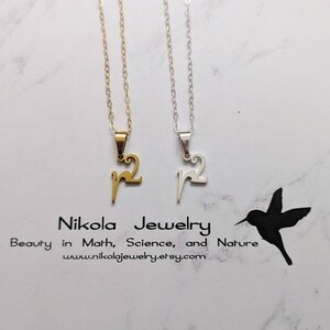 Small r2 Necklace in Silver or Gold, Math Jewelry, Silver Pi Pendant Necklace, r2 Symbol, Nerd Gift, Gift for Math Teachers, Math Necklace