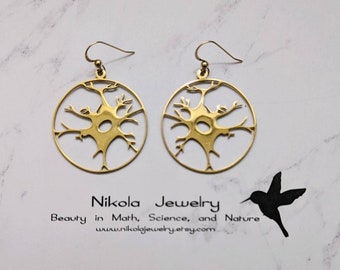 Dendritic Cell Silver or Gold Earrings, DC Cell Earrings, Immunology, Biology Earrings, Scientist Gifts, Immune System, Immunologist Gifts