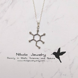 Sterling Silver Glucose Molecule Necklace: Science Jewelry Gift
