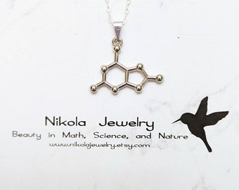 Uric Acid Silver Molecule Necklace, Science Molecule Jewelry, Science Gifts, Uric Acid Pendant, Gout awareness necklace