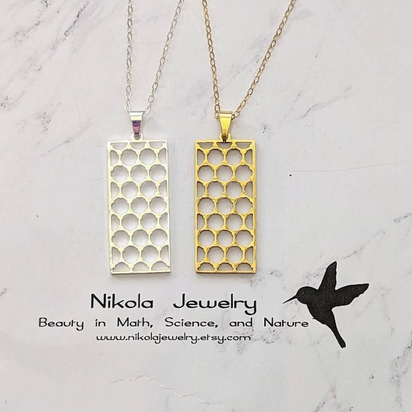 Graphene Necklace in Gold or Silver, Semiconductor Necklace, Physics Jewelry, Geometric Necklace, Graphene Jewelry, Physics Gift, Hexagonal