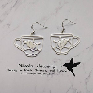 Coffee Caffeine Molecule Earrings in Gold or Silver, Chemistry Earrings, Coffee Inspired, Biology Jewelry, Coffee Lovers, Coffee Cup