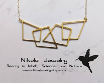 Geometric Hexagon Pendant Necklace: Gold or Silver Stainless Steel