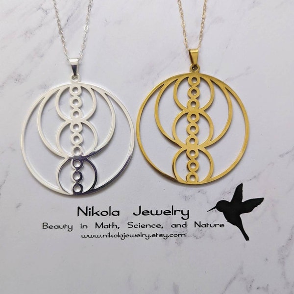 Nikola Tesla Necklace, Fibonacci Necklace, Nikola Tesla Pendant, Sacred Geometry, Crop Circle Necklace Pendant, Fibonacci Jewelry