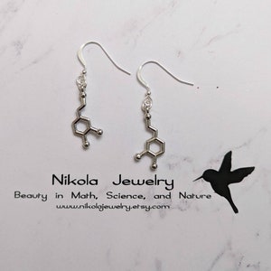 Dopamine Silver Earrings, Dopamine Earrings, Sterling Silver Earrings, Molecule Earrings, Science Jewelry