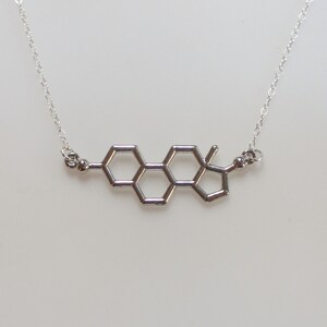 Silver or Gold Estrogen Molecule Necklace, Science Jewelry, Female Hormone, Molecule Jewelry, Biology Gifts, Geek Gifts image 3